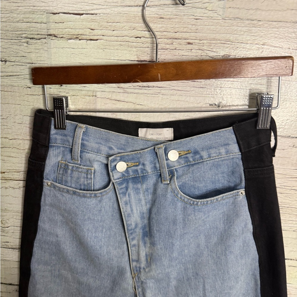 Oak + Fort Two-Tone Black and Blue Women's Jeans size small - Picture 3 of 6